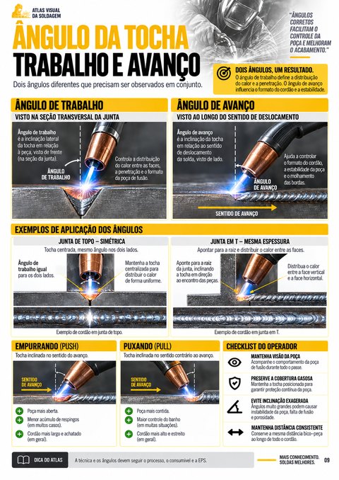 Ângulo da tocha: trabalho e avanço