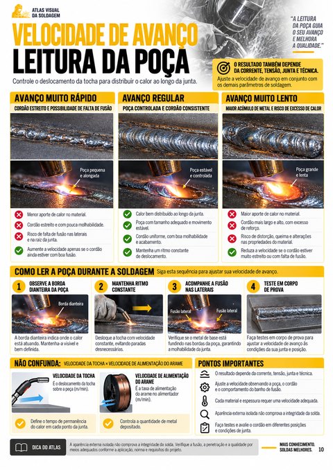 Velocidade de avanço e leitura da poça